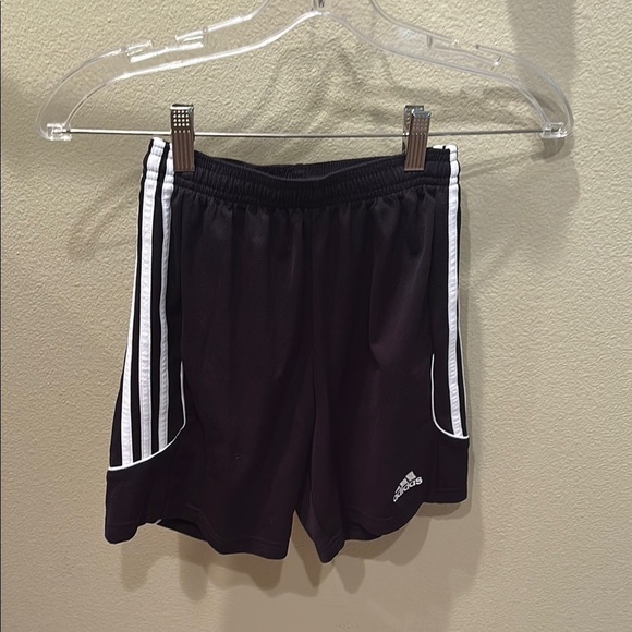Adidas Black and White Athletic Shorts with Signature Stripes - Picture 1 of 9